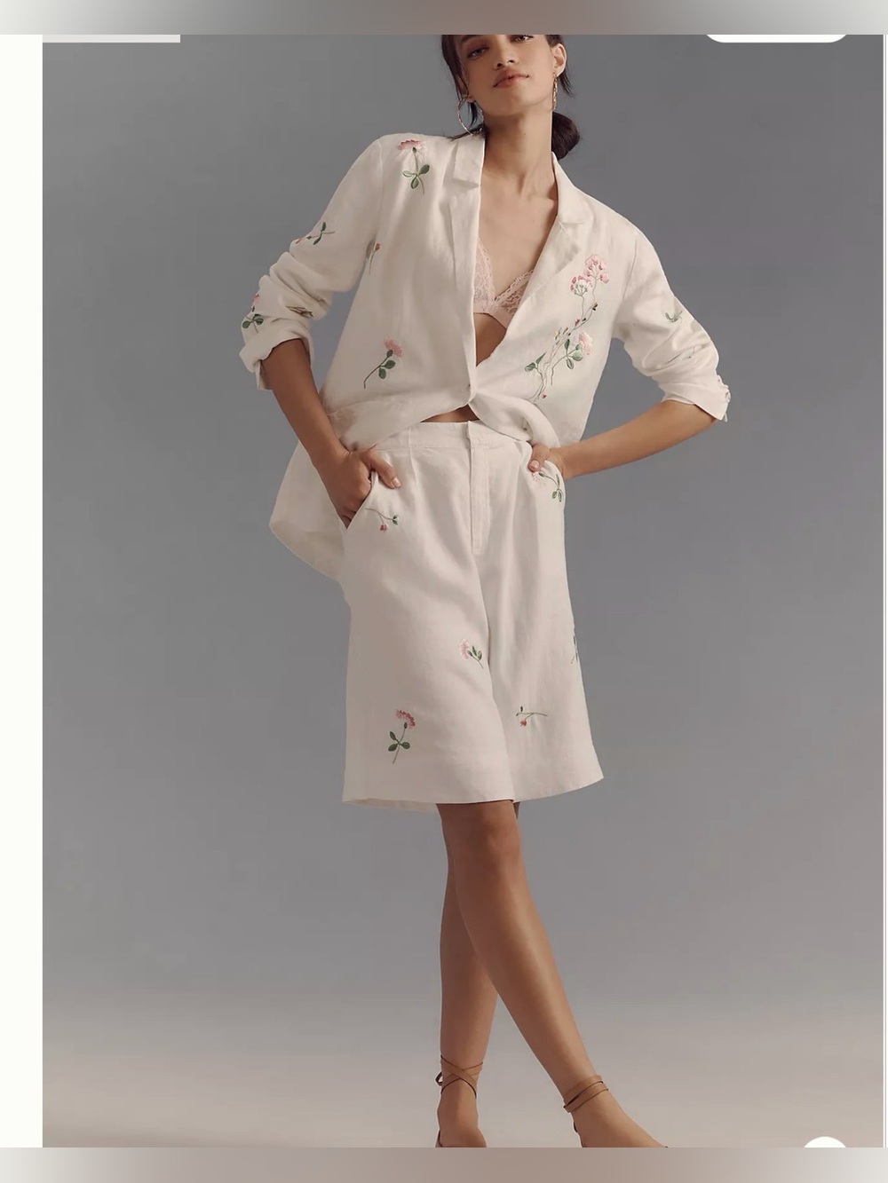 ANTHROPOLOGIE LINEN BERMUDA SHORT WHITE SIZE 6 NWT